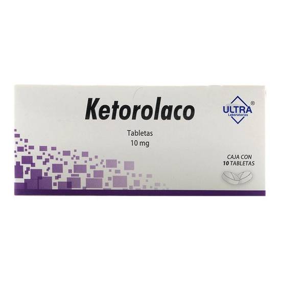 Ultra laboratorios ketorolaco tabletas 10 mg (10 piezas)