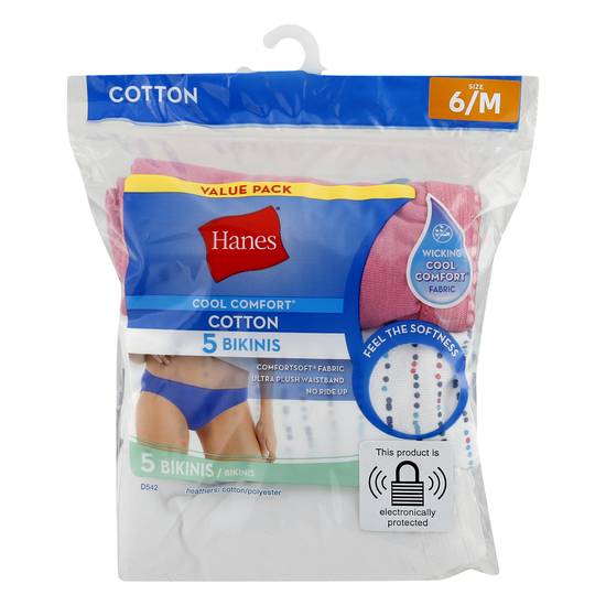 Hanes Cool Comfort Value pack Size 6/m Cotton Bikinis (5 ct)