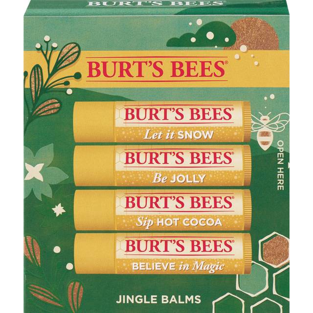 Burts Bees Jingle Balms Lip Balm Holiday Gift Set, 100% Natural Origin Moisturizing Lip Balm, Beeswax, 4