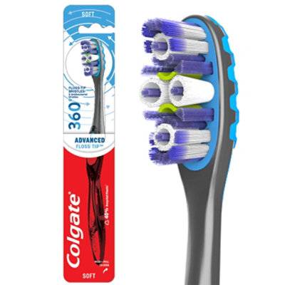 Colgate 360° Advanced Floss Tip Bristles Manual Toothbrush Soft - Each