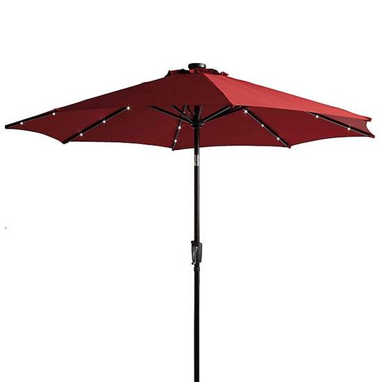 Destination Summer 9-Foot Round Solar Patio Umbrella in Salsa