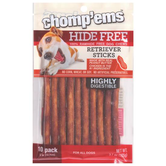 Ruffin' It Chomp'ems Hide Free Retriever Sticks Dog Chews (10 pack)