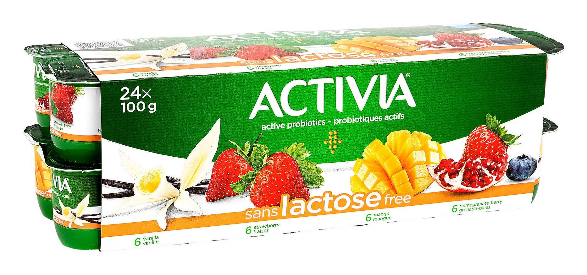 Activia - Yogourt Aux Probiotiques Actifs Sans Lactose, 24 X 100 G / Activia Lactose Free Active Probiotics Yogurt, 24 X 100 G