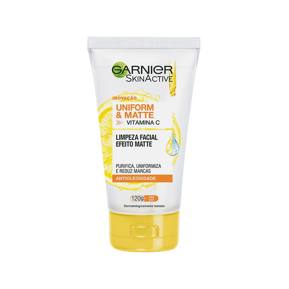 Garnier sabonete líquido facial skinactive uniform&matte vitamina c (120g)