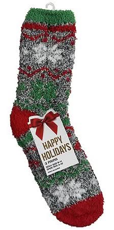 Holiday Fair Isle Fuzzy Socks (3 ct)