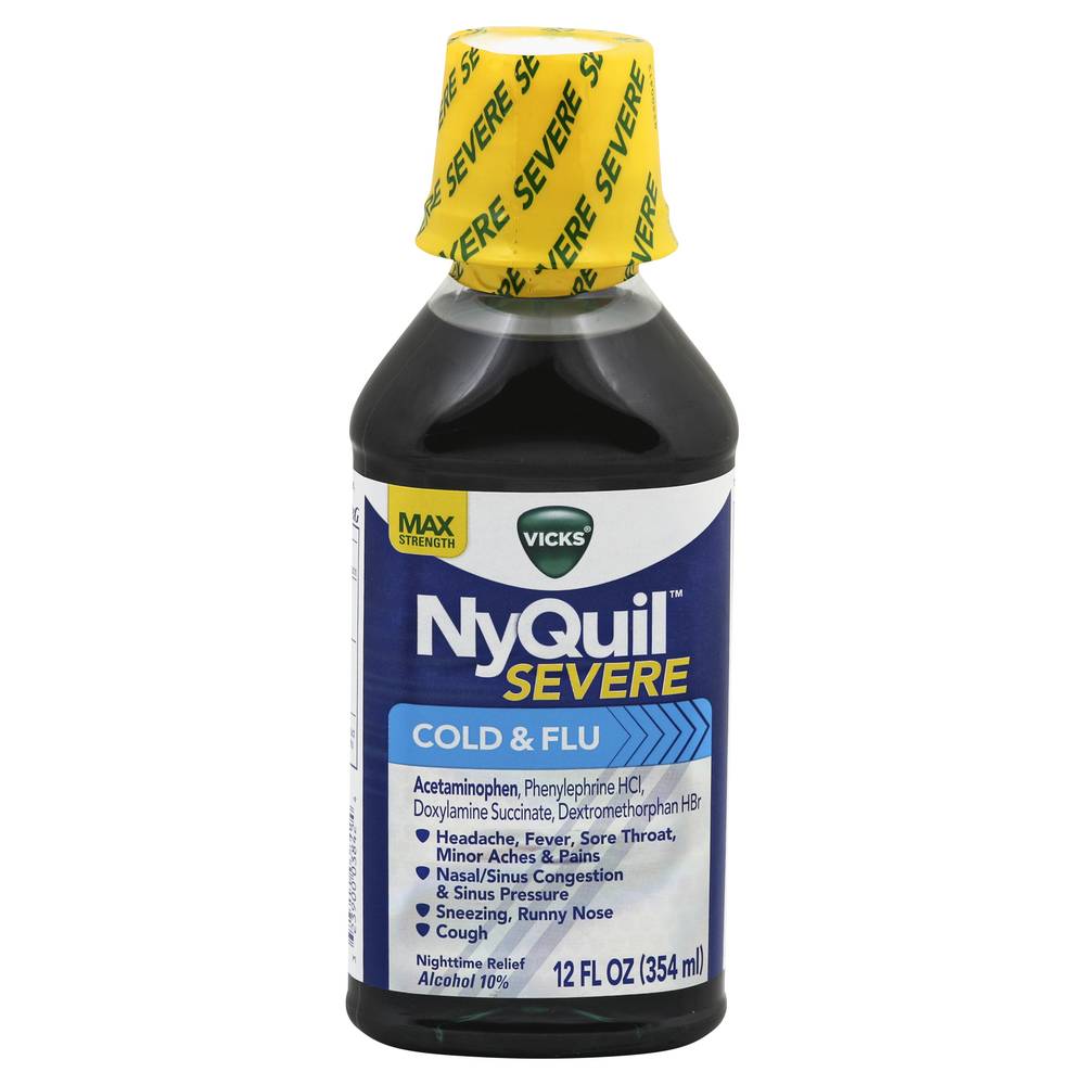 Vicks Nyquil Severe Cold & Flu Relief Liquid Medicine (12 fl oz)