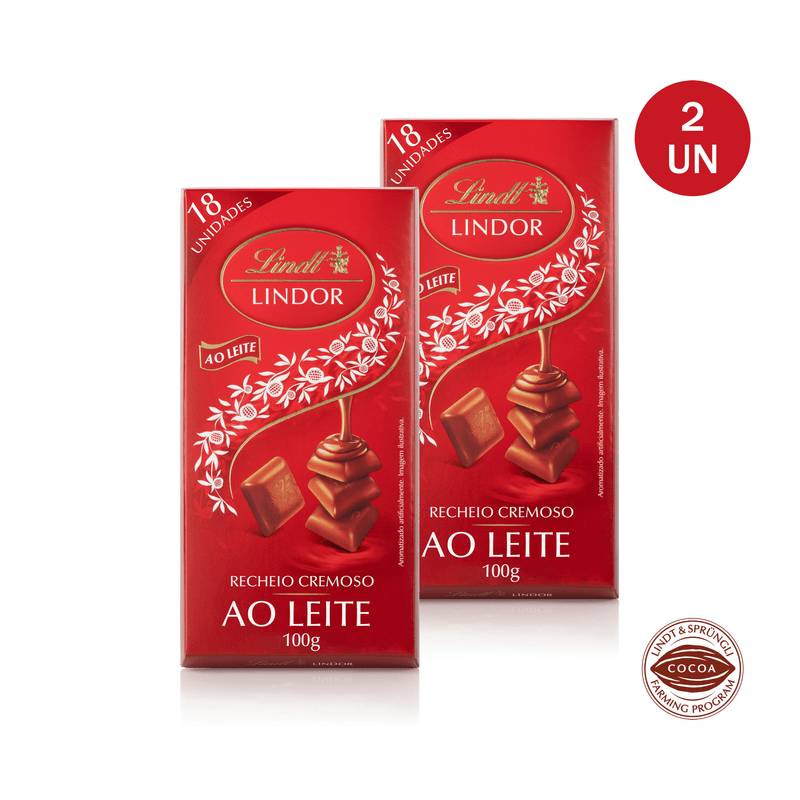 Lindt pack swiss milk chocolate lindor with a smooth melting filling (2x100g)