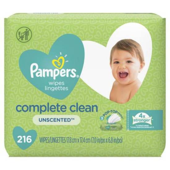 Pampers Complete Clean Unscented Wipes (216 units)