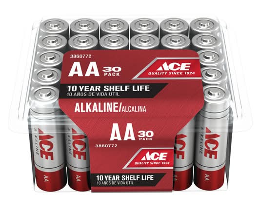 Ace Aa Alkaline Batteries 30 Pk Clamshell