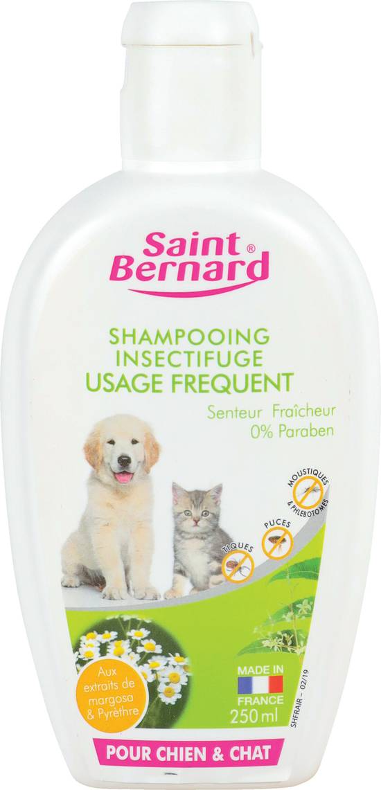 Saint Bernard - Shampooing insectifuge aux extraits de margosa et pyrèthre pour chien et chat (250 ml)