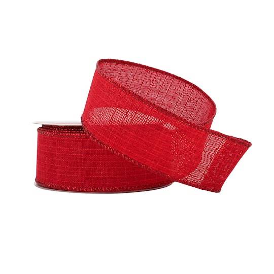 1.5" X 30Ft. Red Wired Shimmer Ribbon By Celebrate It Christmas