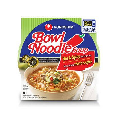 Nongshim · Bol de nouilles relevées et épicées (86 g) - Hot & spicy noodle bowl (86 g)