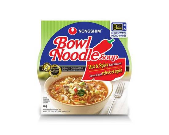 Nongshim · Hot & spicy noodle bowl (86 g)