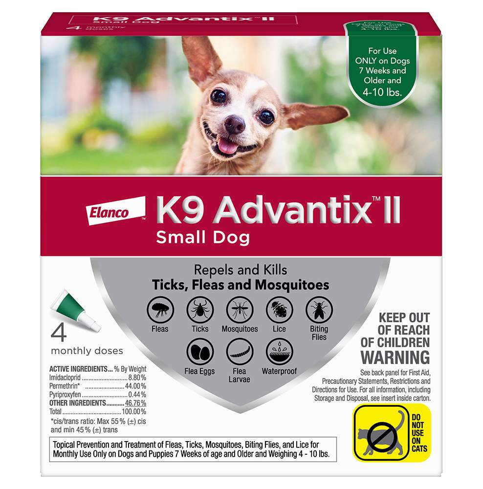 K9 Advantix II Small Dog (4-10 lbs) Flea & Tick Treatment (4 pk)