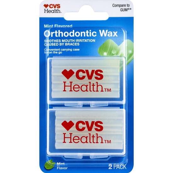 CVS Health Mint Flavored Orthodontic Wax, Mint, 2 CT