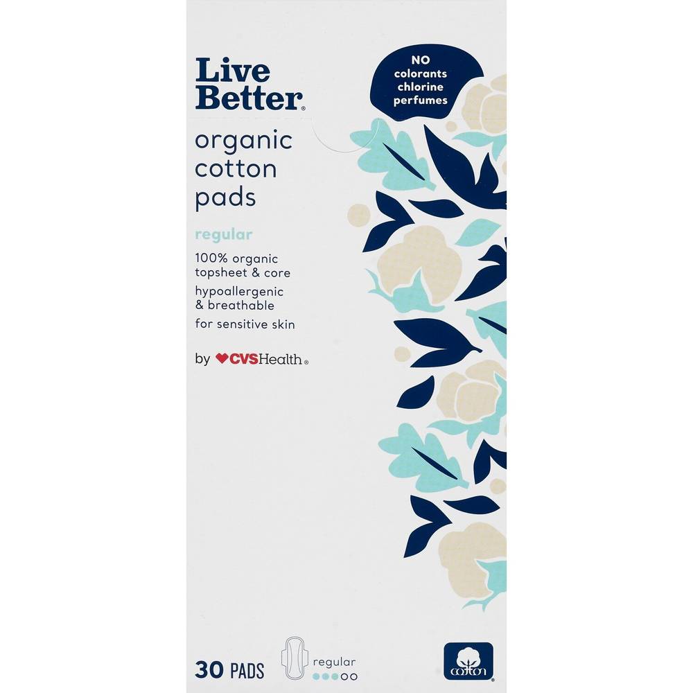 Cvs Live Better Organic Cotton Pads, Regular, 30 Ct