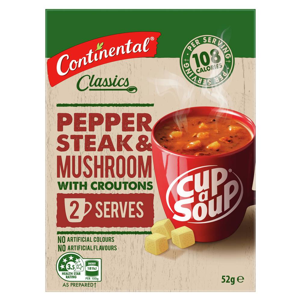 Continental Cup a Soup Pepper Steak & Mushroom With Croutons (52g)