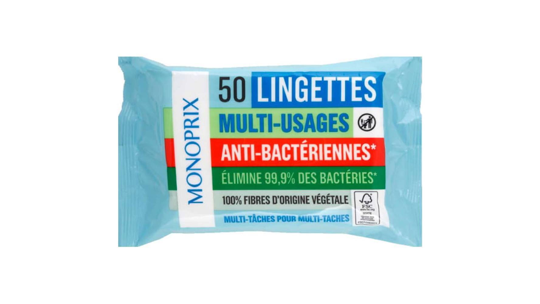 Monoprix - Lingettes multi-usages anti-bactériennes (50)