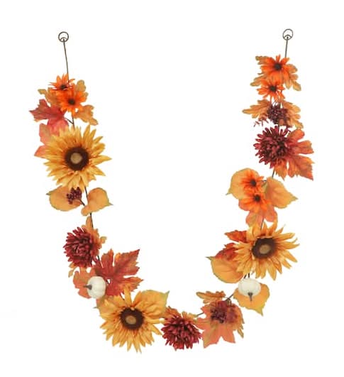 Ashland Sunflower Mix Garland, 6 ft, Orange