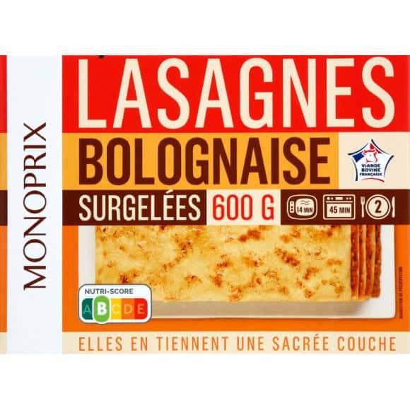 Monoprix Lasagnes Bolognaise, Surgel{Es La Barquette De 600G