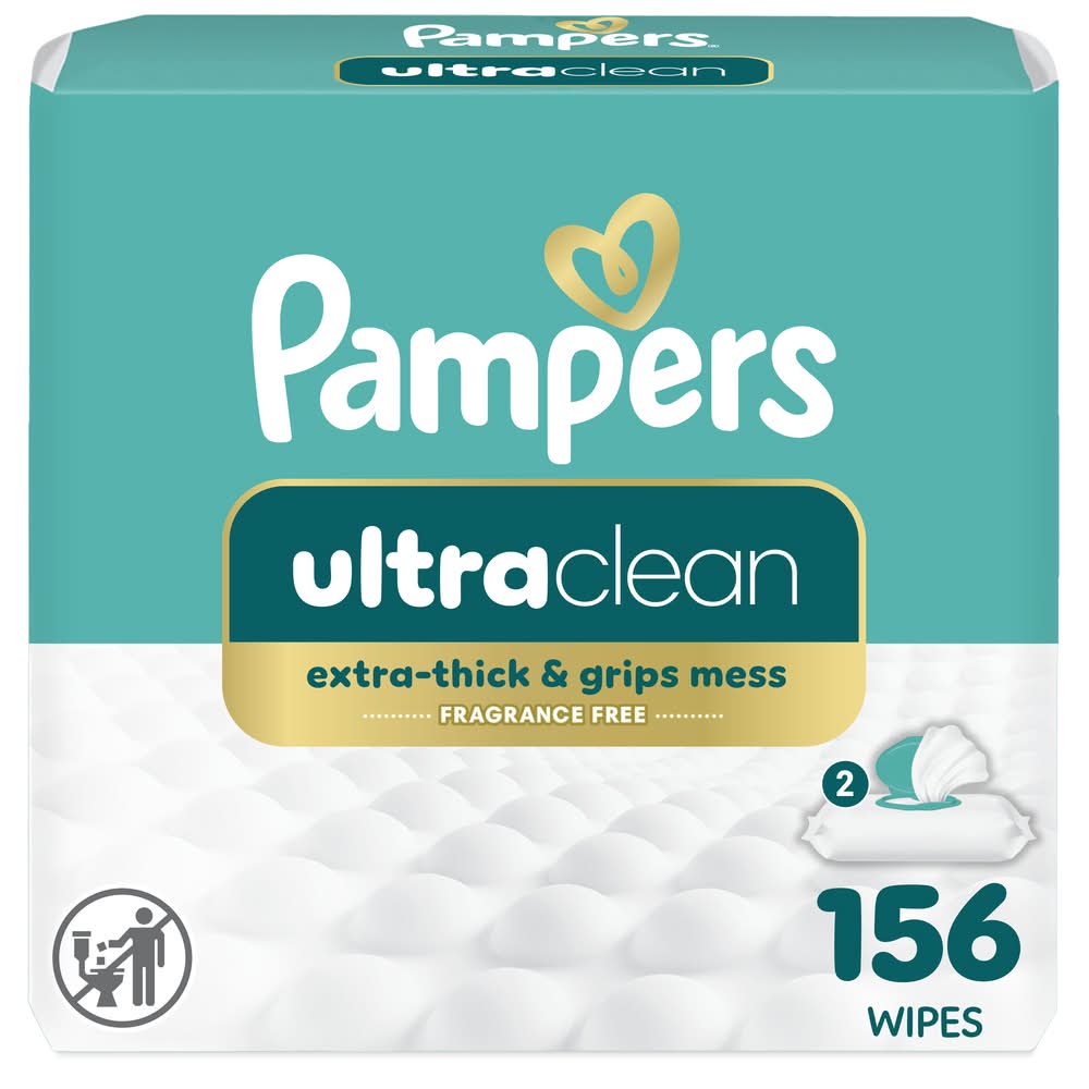 Pampers Ultra Clean Baby Wipes, 7x6.7 in (156 ct)