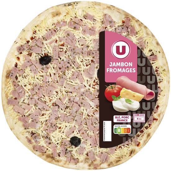 Les Produits U - Pizza jambon emmental et mozzarella (450g)