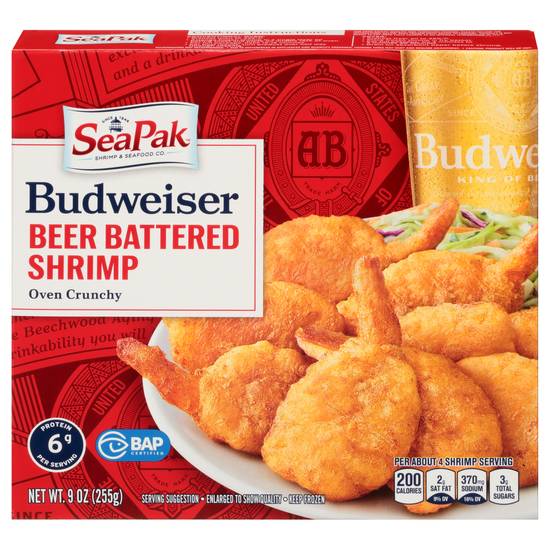 Seapak Budweiser Oven Crunchy Beer Battered Shrimp (9 oz)