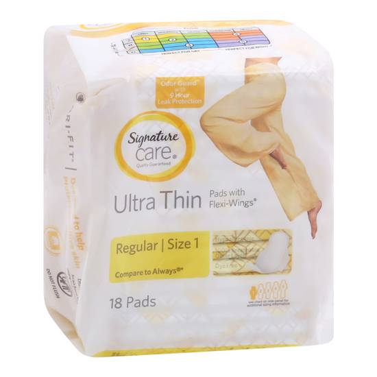Signature Care Ultra Thin Regular Size 1 Pads With Flexi-Wings (18 pads)