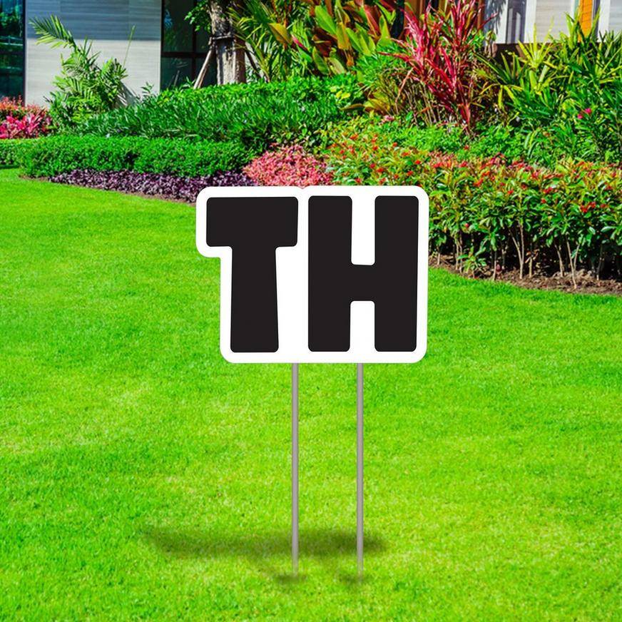 Black Ordinal Indicator (TH) Corrugated Plastic Yard Sign, 12in