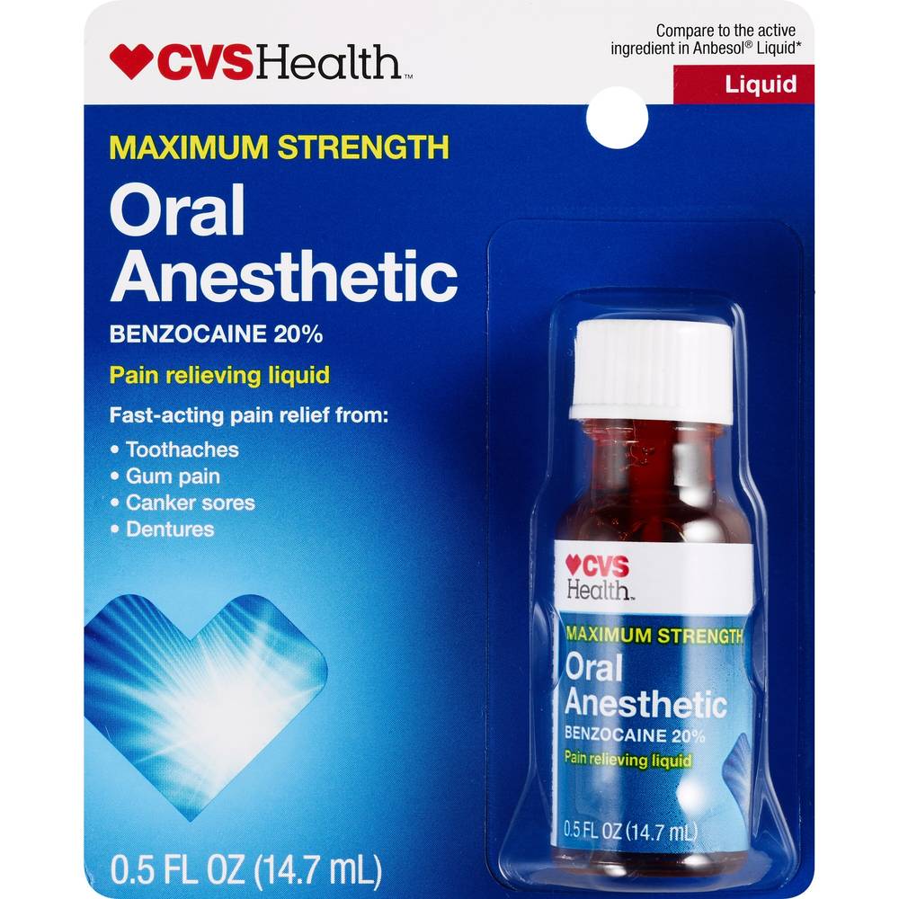 CVS Health Oral Anesthetic, Benzocaine 20% Maximum Strength Pain Relieving Liquid