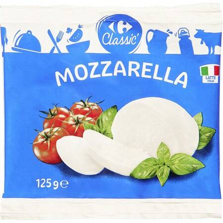 Mozzarella CARREFOUR CLASSIC' - le sachet de 125g net égoutté