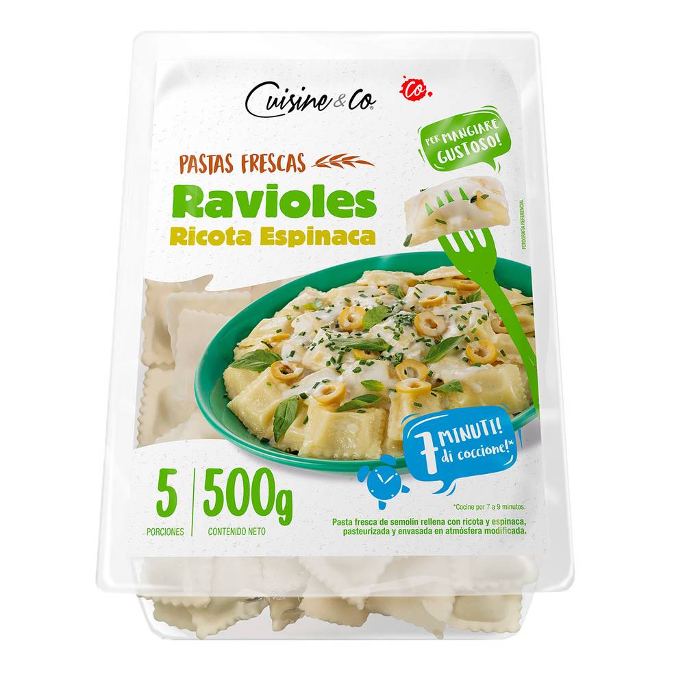 Cuisine & co ravioles ricotta espinaca (500 g)