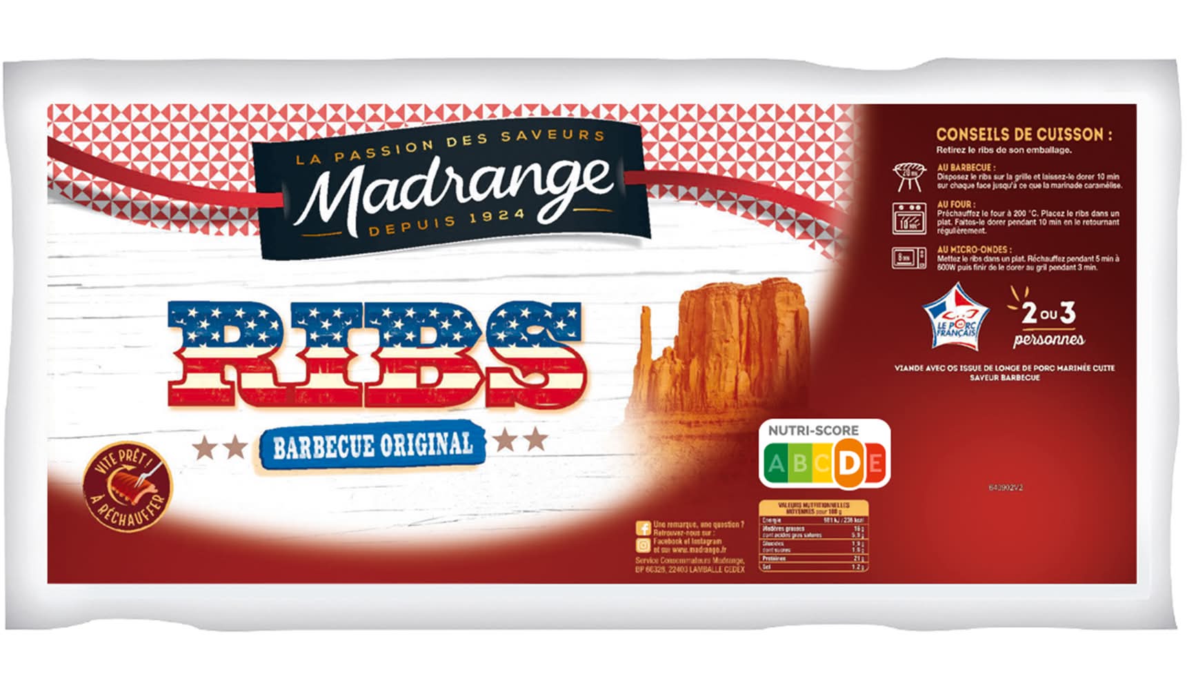 Madrange - Ribs de porc barbecue original (650g)