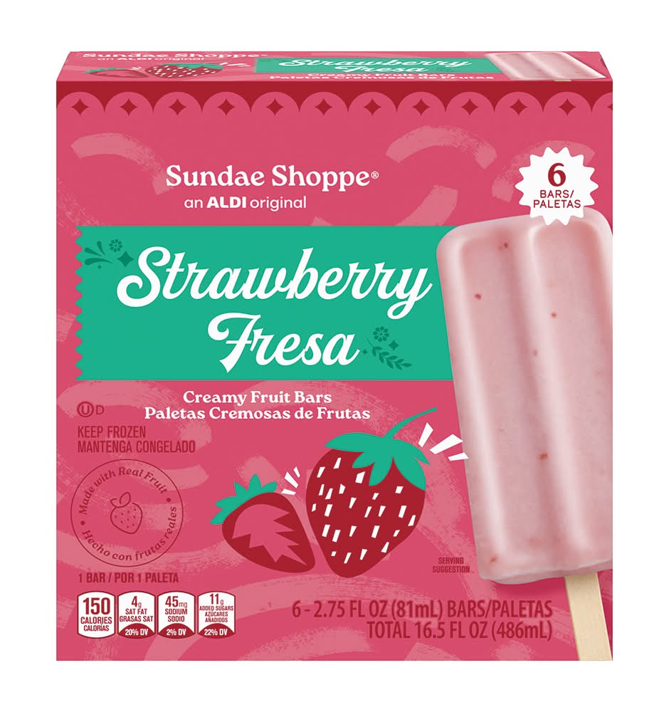 Sundae Shoppe Creamy Fruit Bars, Strawberry Fresa (6 x 3 fl oz)
