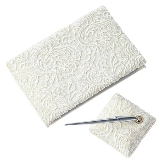 Celebrate It Occasions Guestbook & Pen Set, Vintage White