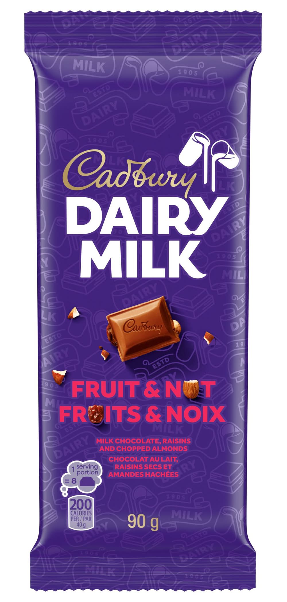 Cadbury Dairy Milk Chocolate Bar, Fruit & Nut (90 g)