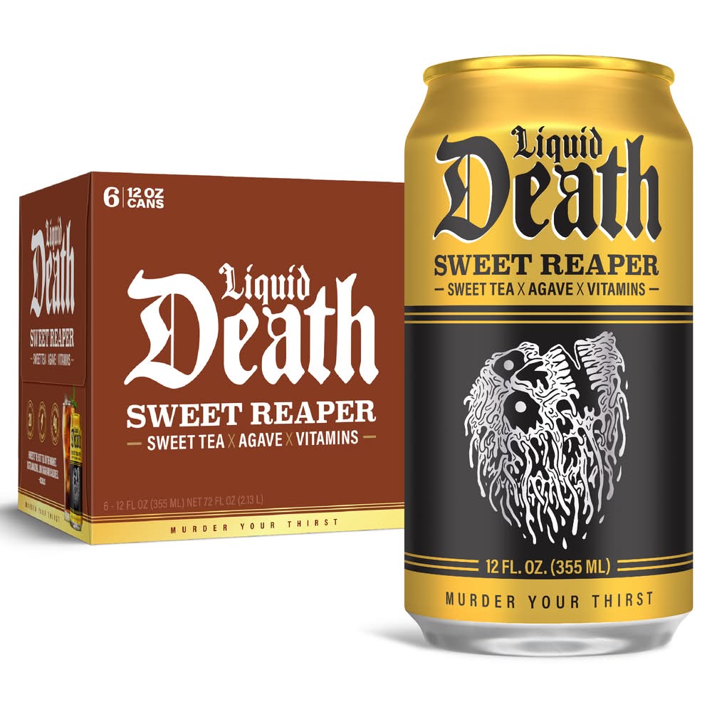 Liquid Death Iced Tea, Sweet Reaper (6 x 12 fl oz)