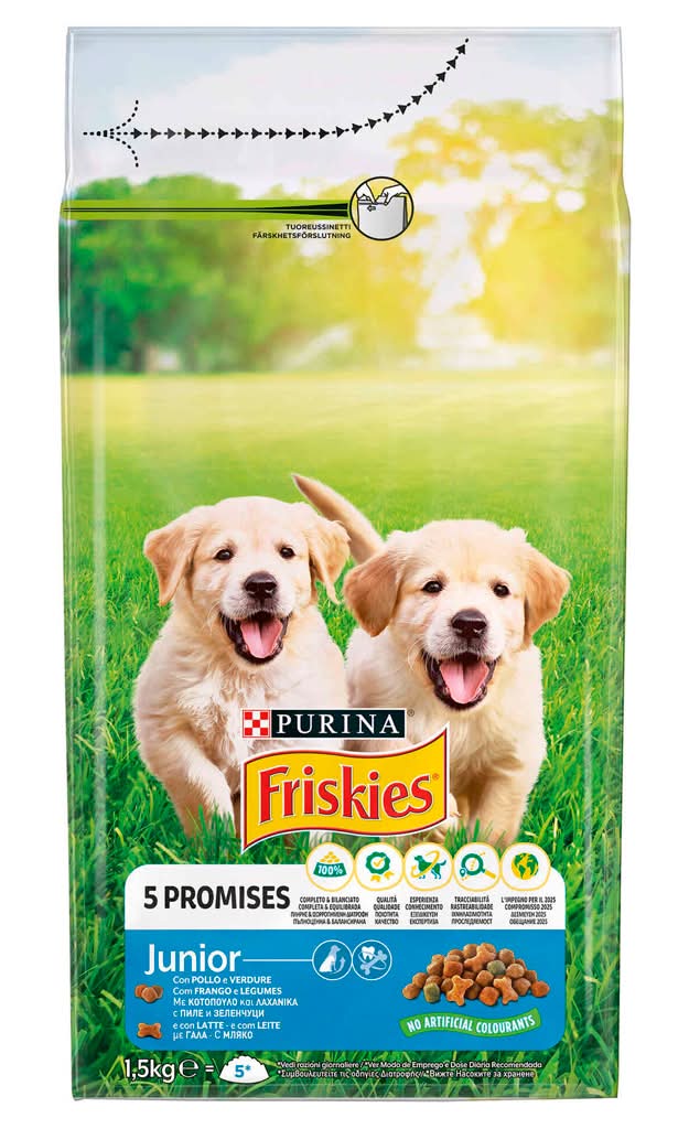 Purina Friskies - Ração para cão júnior vitafit com frango e leite, de 1,5 kg