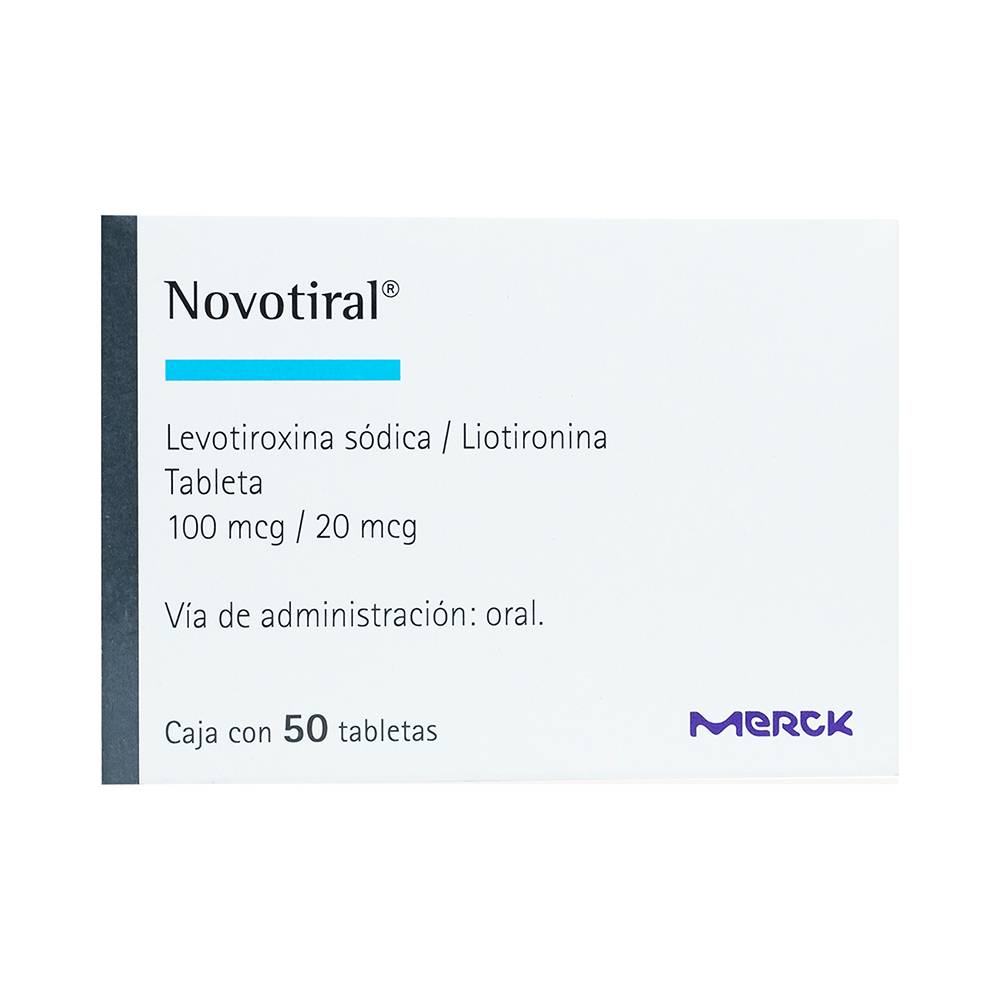 Merck novotiral levotiroxina sódica tabletas 100 mcg (50 piezas)