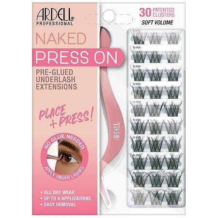 Ardell Naked Lash Press on Pre-Glued Underlash Extensions Soft Volume, Black (30 ct)