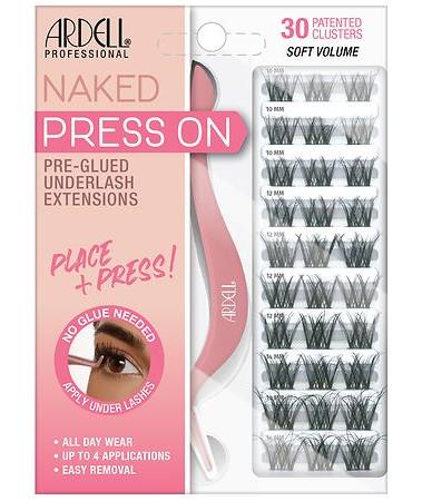 Ardell Naked Lash Press on Pre Glued Underlash Extensions Soft Volume, Black (30 ct)