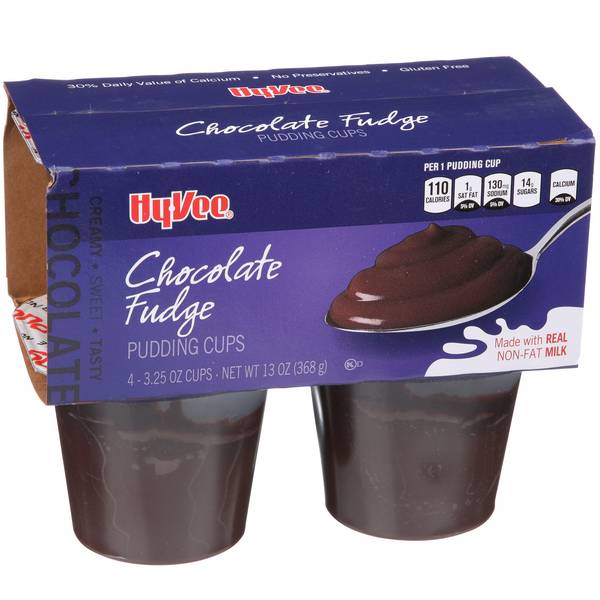 Hy-Vee Chocolate Fudge Pudding 4-3.25 oz Cups