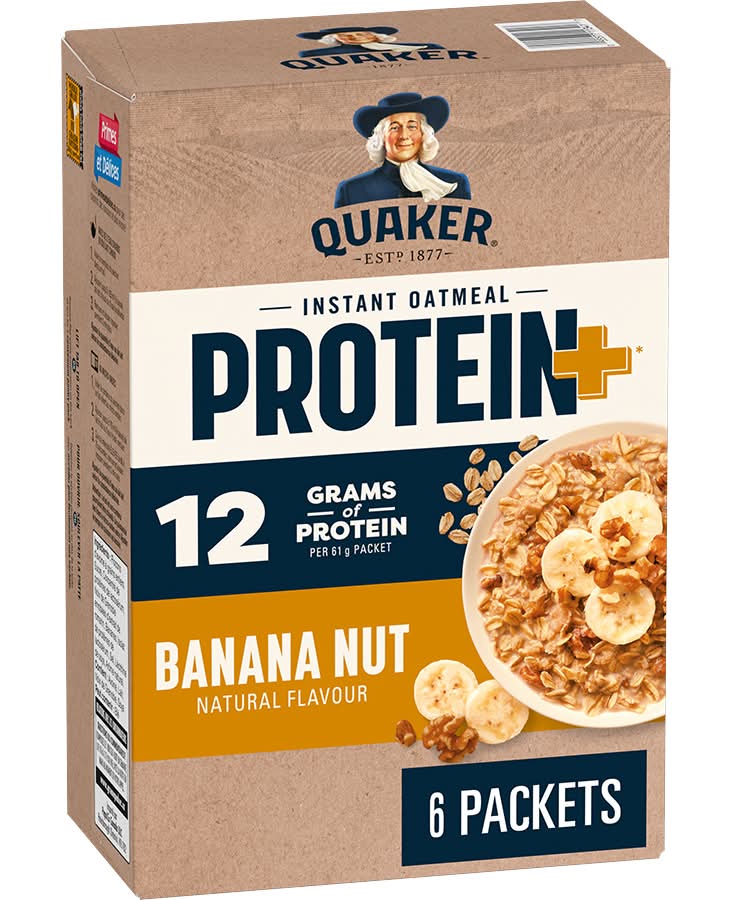 Quaker Protein Instant Oatmeal, Banana-Nut (366 g, 6 ct)