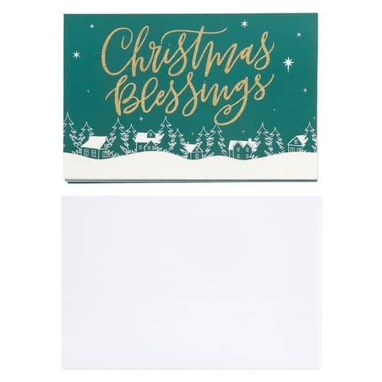 Recollections Christmas Blessings Cards and Envelope Sets, Gold-Green-White (20 ct)