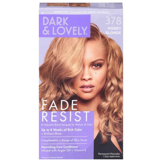 Dark and Lovely Fade Resist Honey Blonde 378 Permanent Hair Color