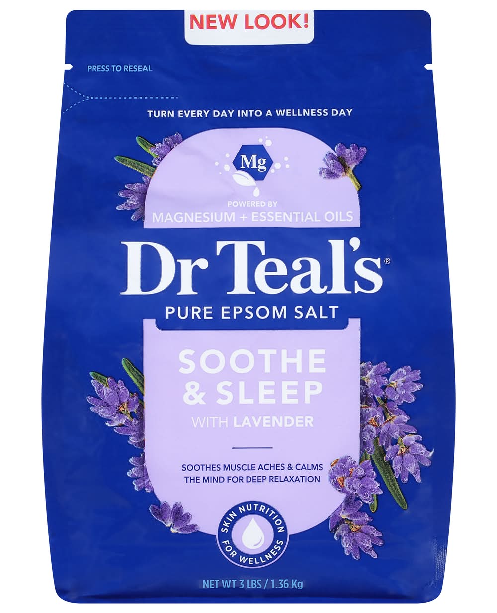 Dr Teal's Soaking Solution For Soothe & Sleep Pure Epsom Salt, Lavender (3 lbs)