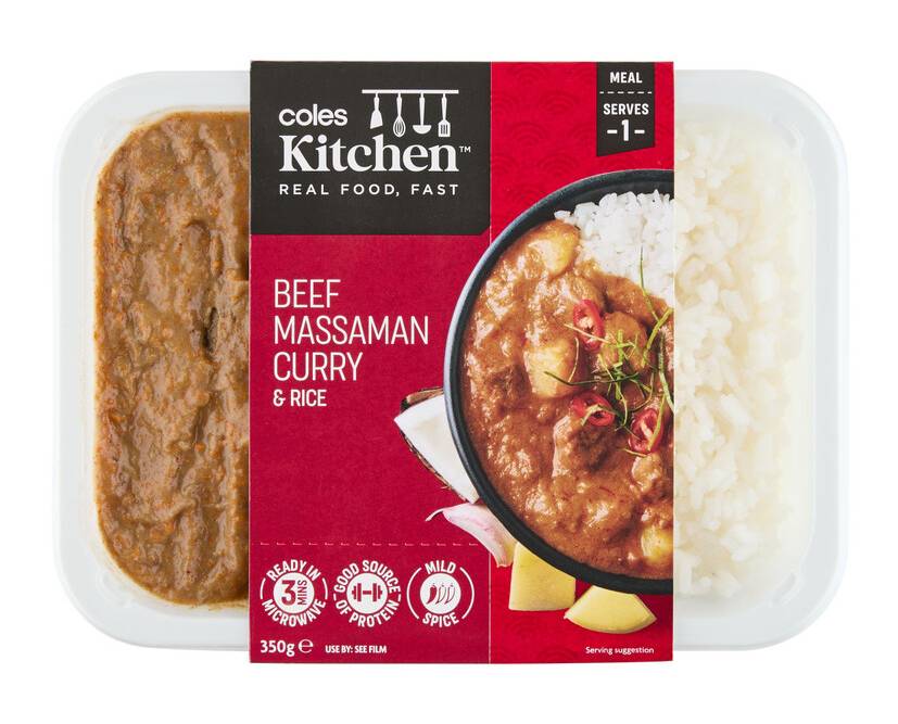 Coles Kitchen Beef Massaman Curry and Rice (350g)