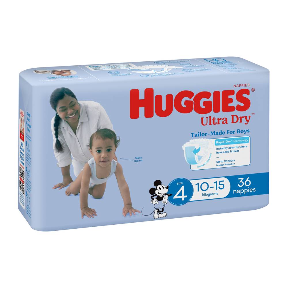 Huggies Ultra Dry Nappies Boys Size 4 (10-15kg) 36 pack