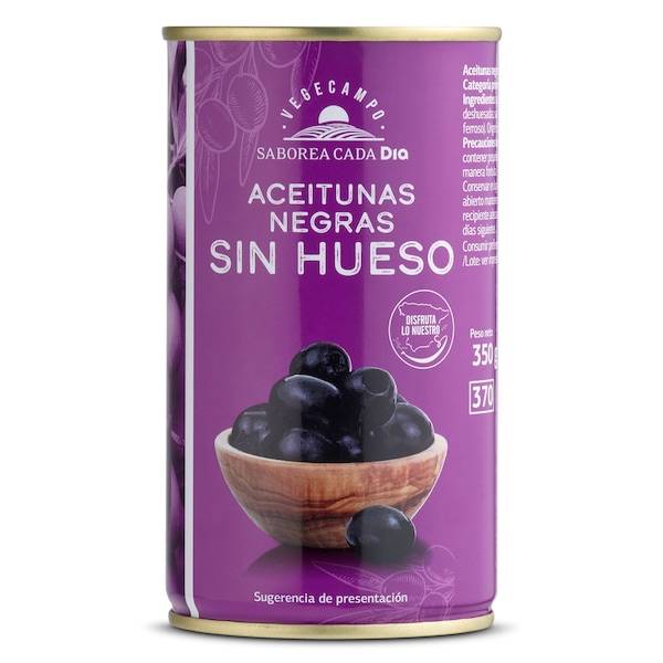 Aceitunas negras sin hueso Vegecampo lata 150 g