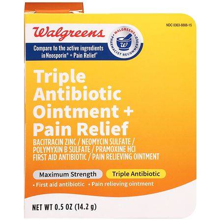 Walgreens Maximum Strength Triple Antibiotic Ointment + Pain Relief (0.5 oz)